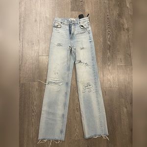 Zara Wide Leg Ripped Jeans